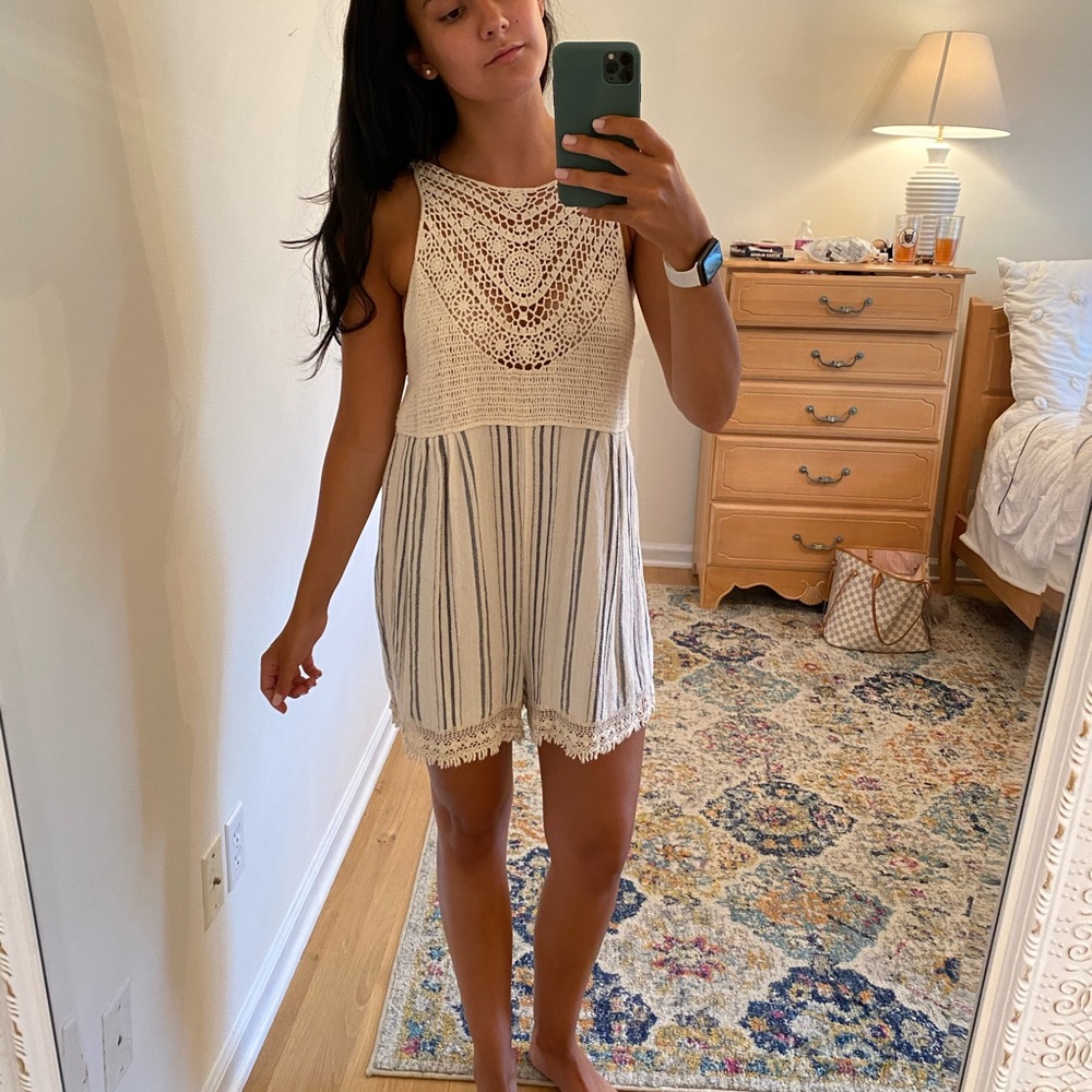 Crocheted and striped romper, size small!